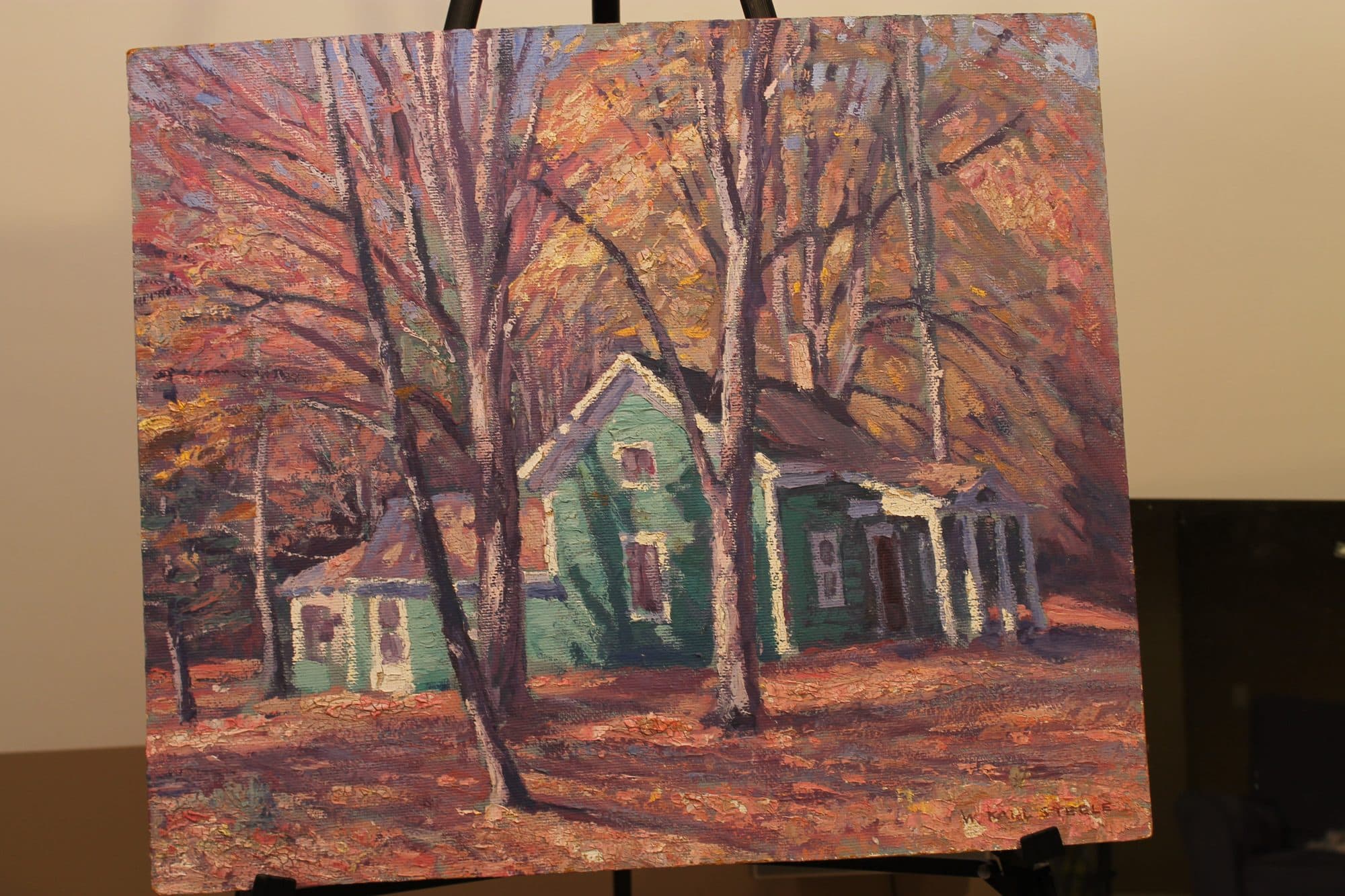 Green House Amid Autumn Trees — detail