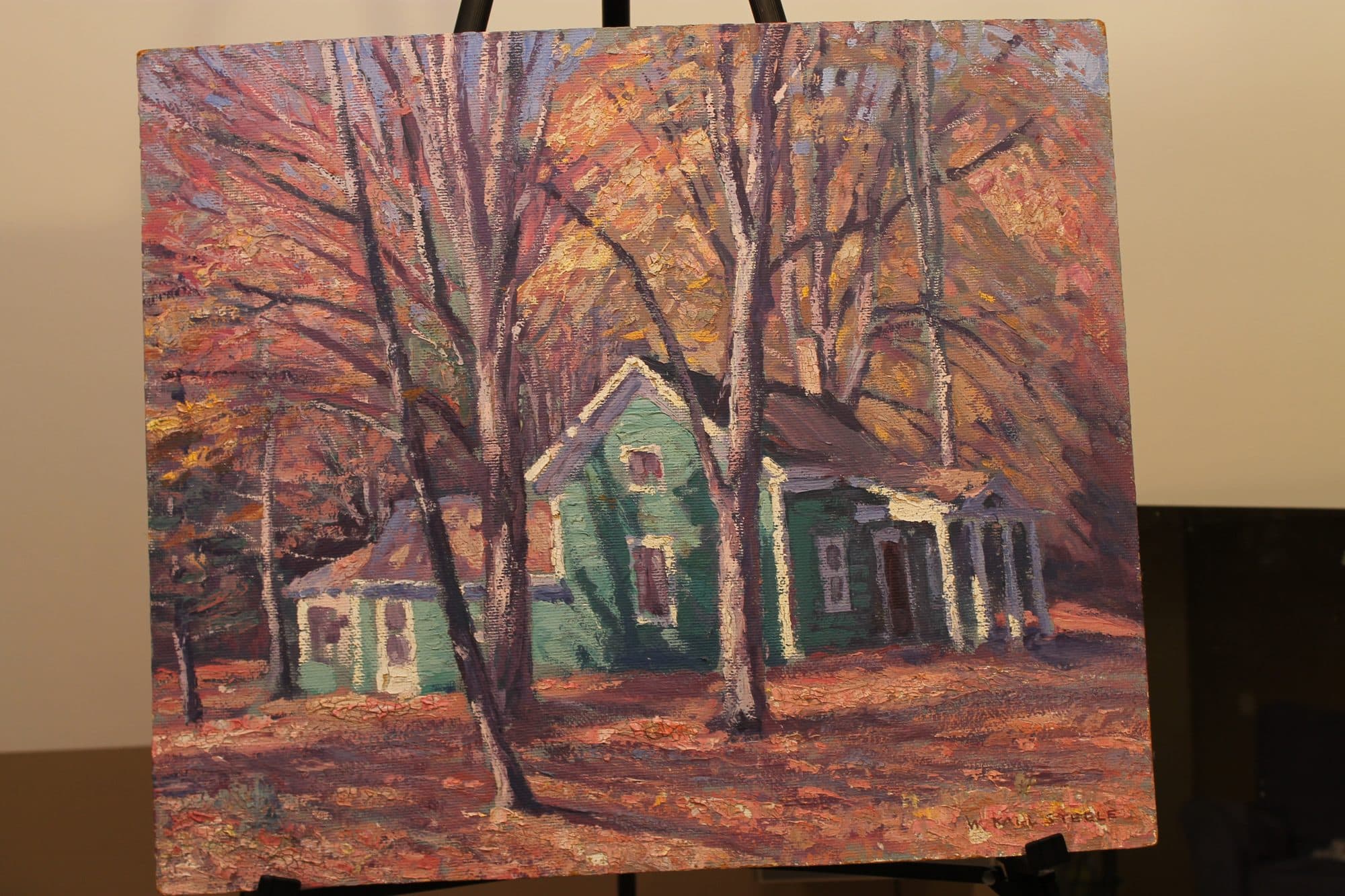 Green House Amid Autumn Trees — detail