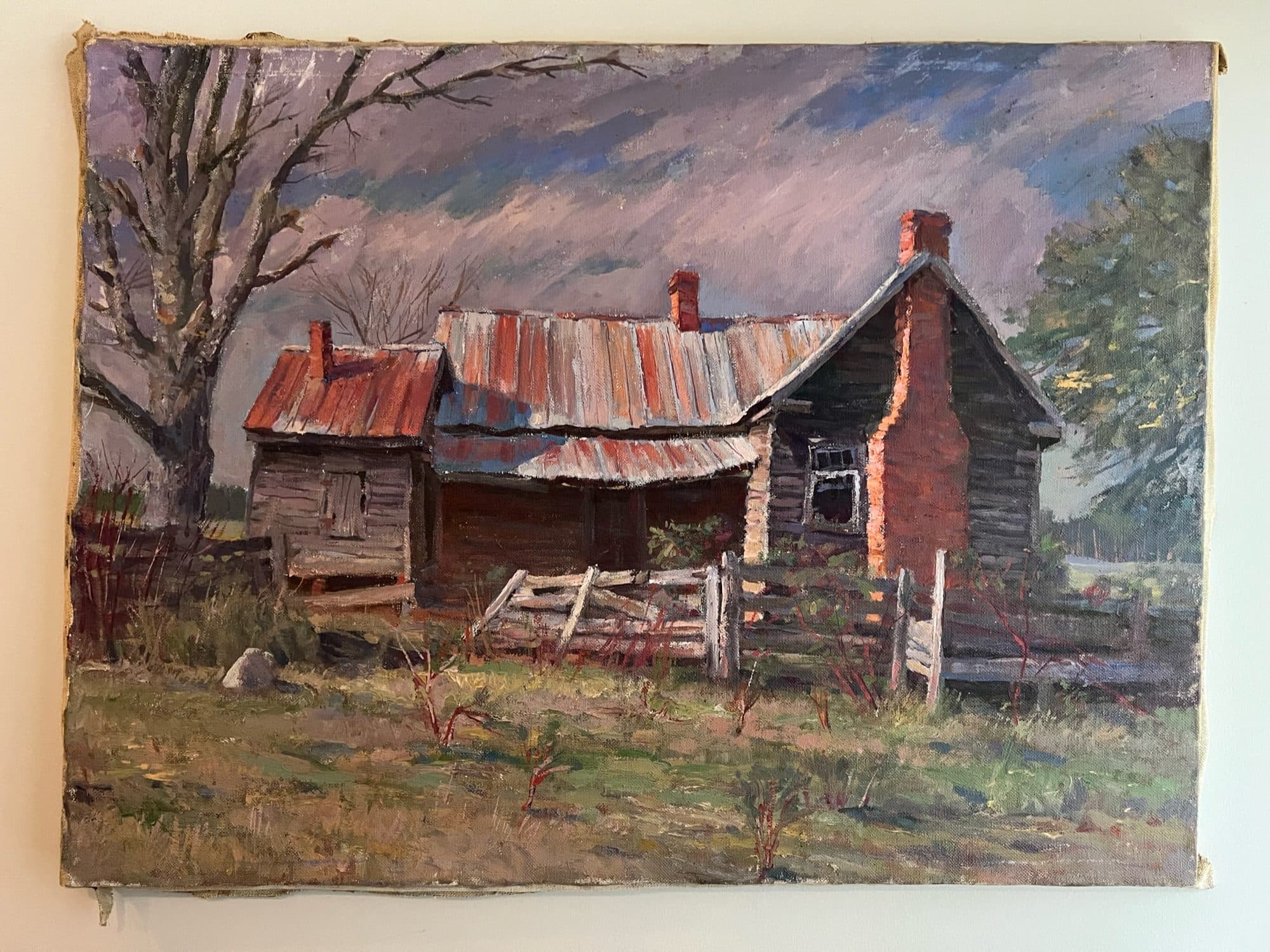 Old Red-Roofed Barn At Dusk