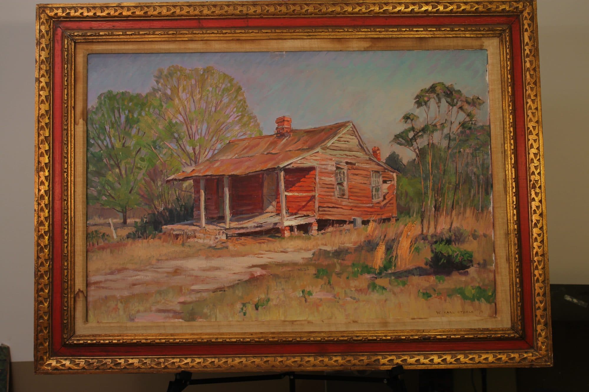 Weathered Red-Roofed Farmhouse