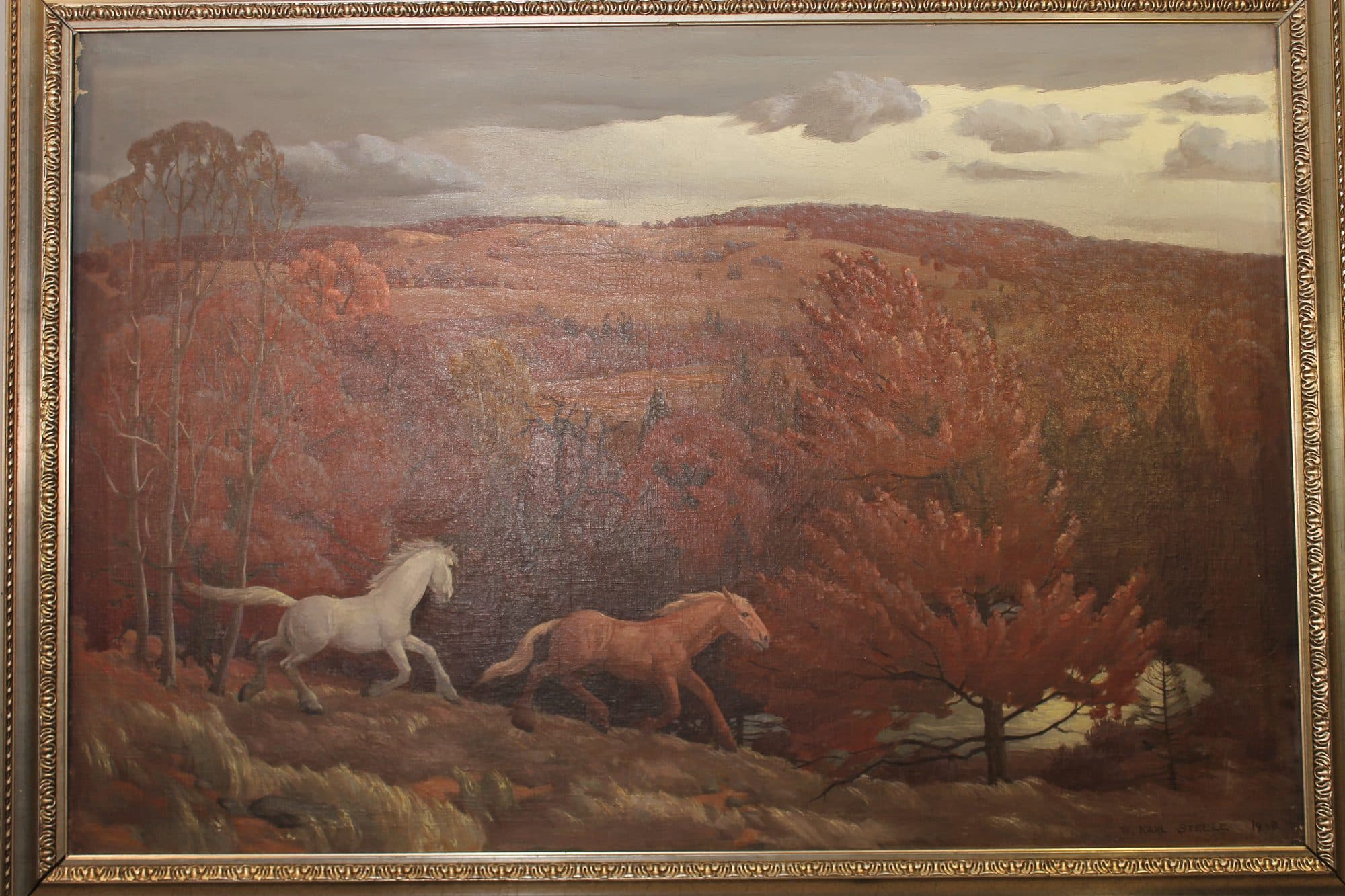 Two Horses In Autumn Field